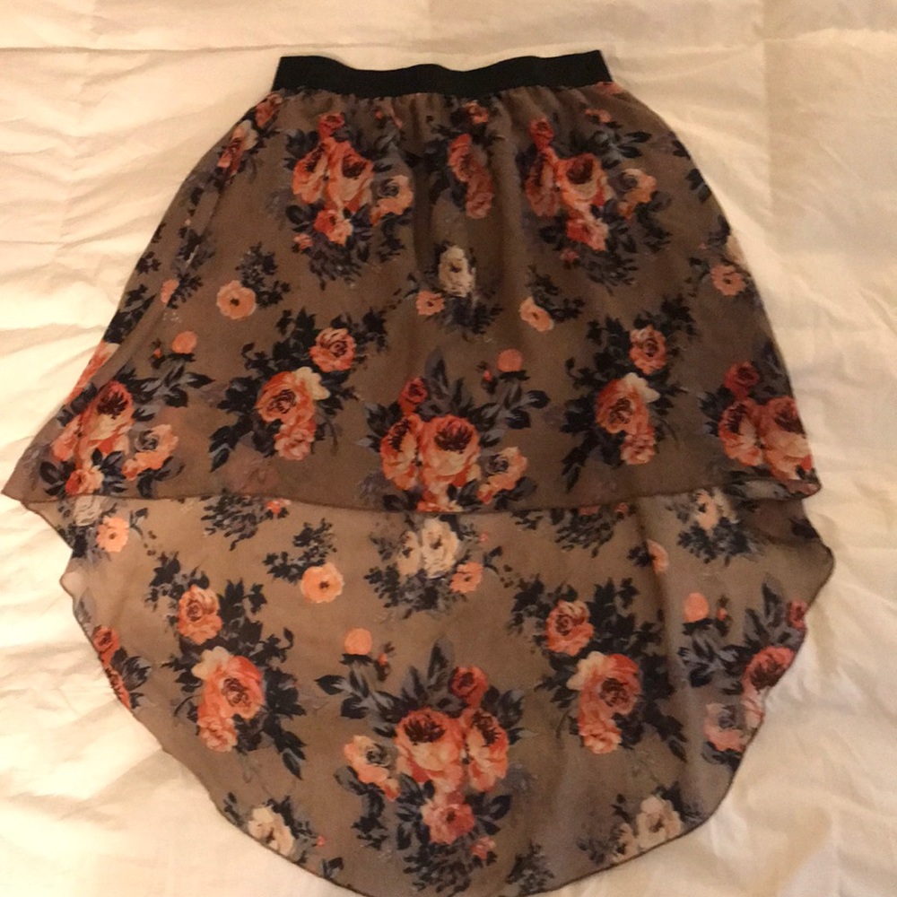 Floral High Low Skirt